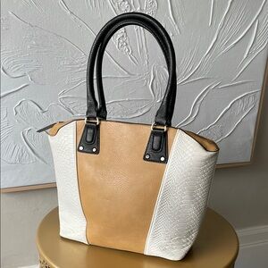 Neiman Marcus Two-Tone, Mixed Media Tote Bag